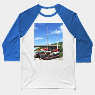 Kingston NY - Colorful Boats on Rondout Creek Baseball T-Shirt